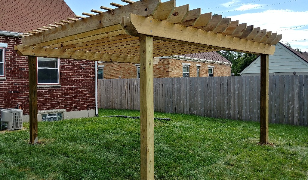 This is a view that is looking down on the pergola for 2500